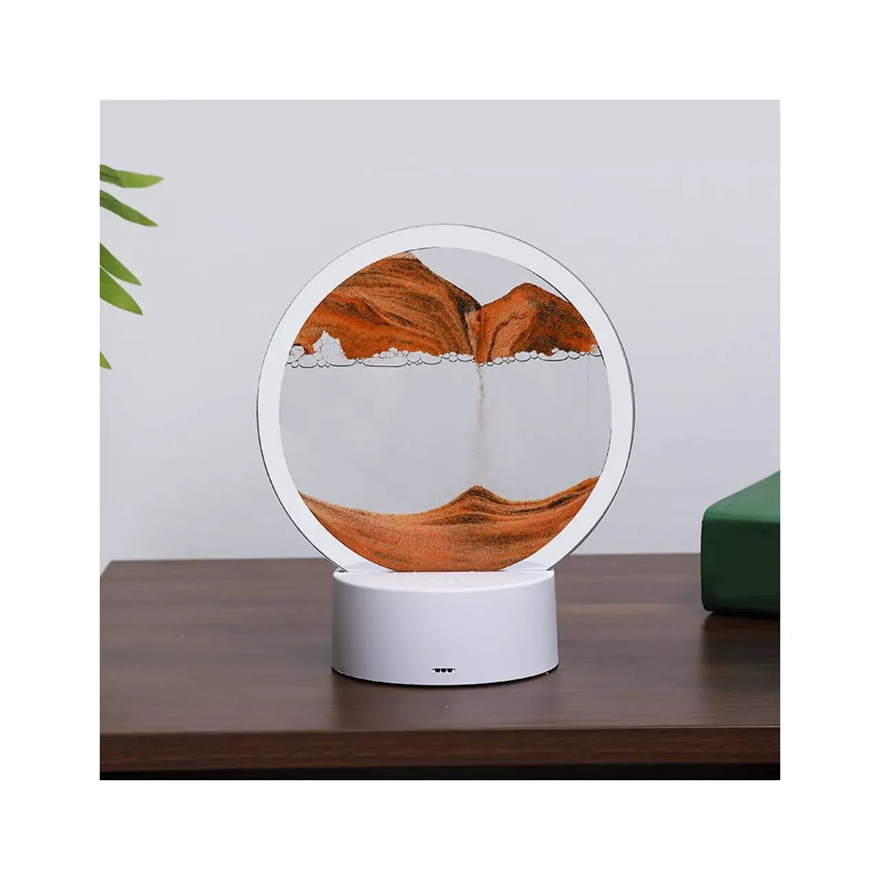 Lampa decorativa tip clepsidra, imagine 3D dinamica, nisipuri miscatoare, 16 x 18.5 cm, Galben (5)
