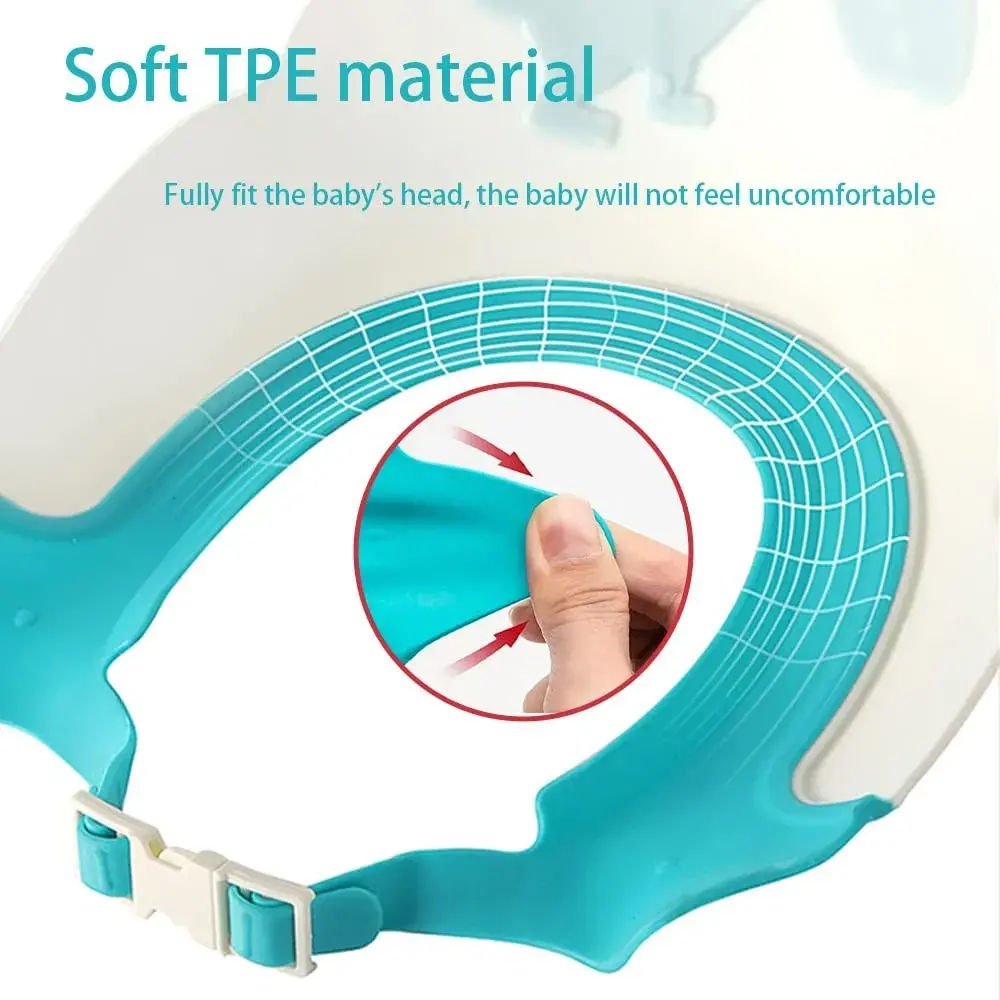 Viziera de Protectie Baie Pentru Copii, Fippy, Model Hipopotam, Dimensiune ajustabila, Durabil, Usor de curatat, Impotriva Samponului, pentru Ochi si Urechi, TPE+PP, 22x21 cm, Albastru (2)