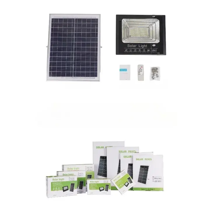 Proiector LED/Lampa solara de exterior, 20 cm x 25cm, Rezistent la Apa IP67, cu Panou Solar, 220 LED SMD, 65W, Senzor de lumina, Timer, cu Telecomanda, 2 moduri de iluminat, kit montaj inclus, Lumina Rece (3)