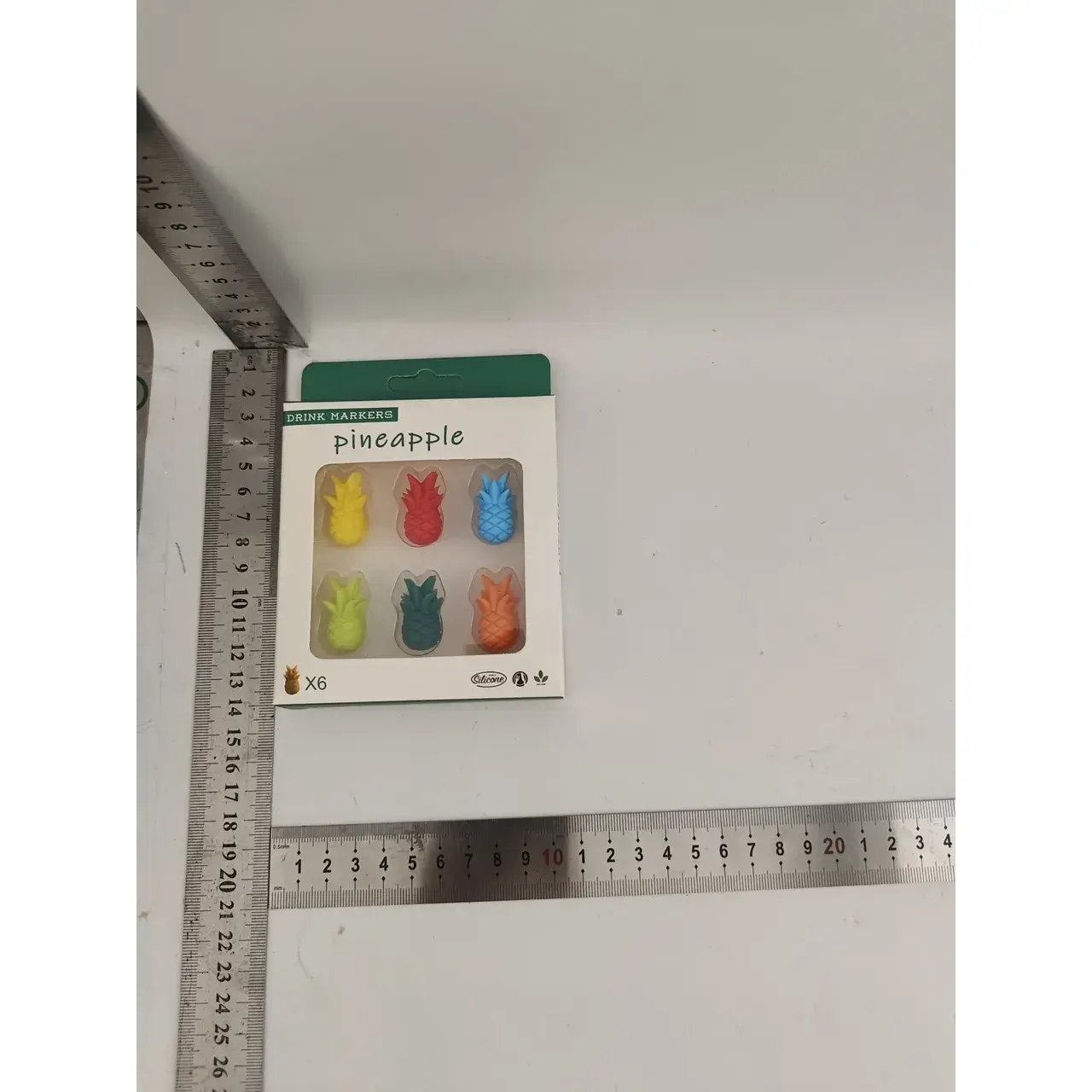 Set 6 Accesorii pentru Pahare, pentru Petreceri/Cocktailuri, din Silicon, Model Ananas, Multicolor (7)
