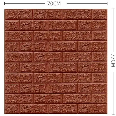 Set 10 Placi Tapet 3D, 70 x 77 cm, Grosime 3 mm, din Polietilena, Model Caramida, Suprafata acoperita 5.3 mp, Maro (2)