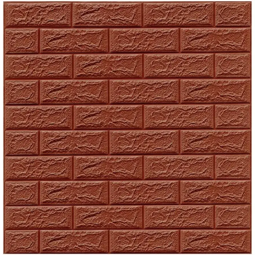 Set 10 Placi Tapet 3D, 70 x 77 cm, Grosime 3 mm, din Polietilena, Model Caramida, Suprafata acoperita 5.3 mp, Maro (3)