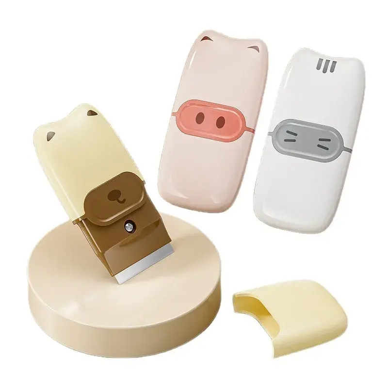 Mini Racleta de Curatare, pentru Etichete, Adezivi, din ABS+ Metal, 2 Lame Incluse, Roz (3)