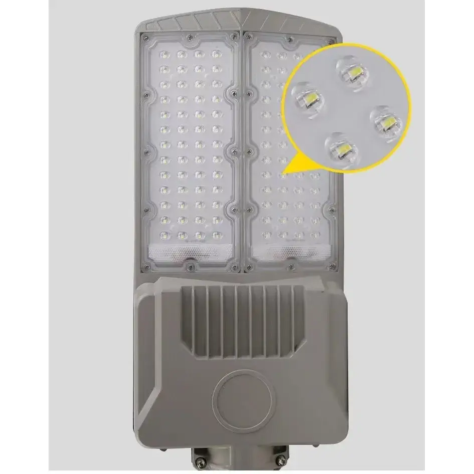 Lampa solara stradala, pentru curte sau strada, cu doua grile, finisaj mat, rezistent la apa, montare prin fixare, senzor lumina, baterie de litiu, IP65, lumina rece, putere (8)