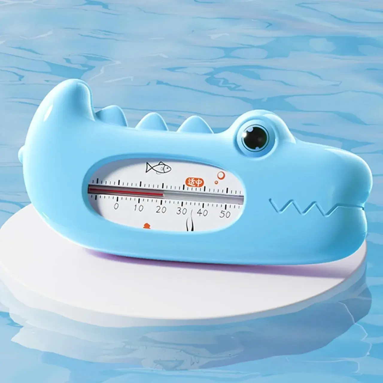Termometru pentru Baie, Plutitor, Rezistent la apa, Multifunctional, Model Crocodil, 2.7x6.5x3.7 cm, Albastru (2)