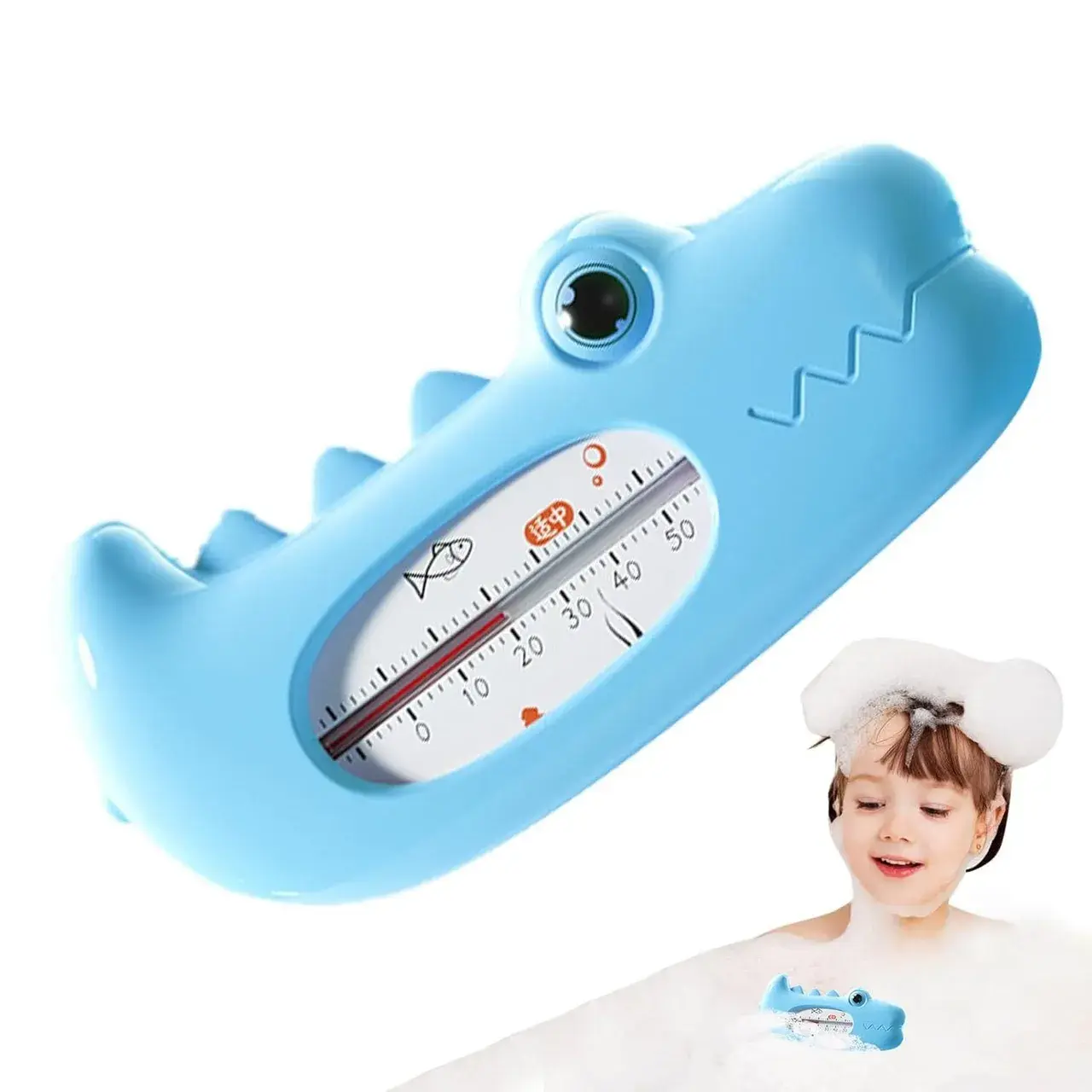 Termometru pentru Baie, Plutitor, Rezistent la apa, Multifunctional, Model Crocodil, 2.7x6.5x3.7 cm, Albastru (6)