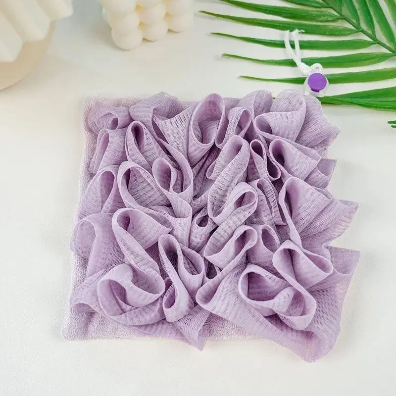 Prosop de Baie, 2in1, cu Burete din Plasa, 17 x 17 cm, Mov (3)