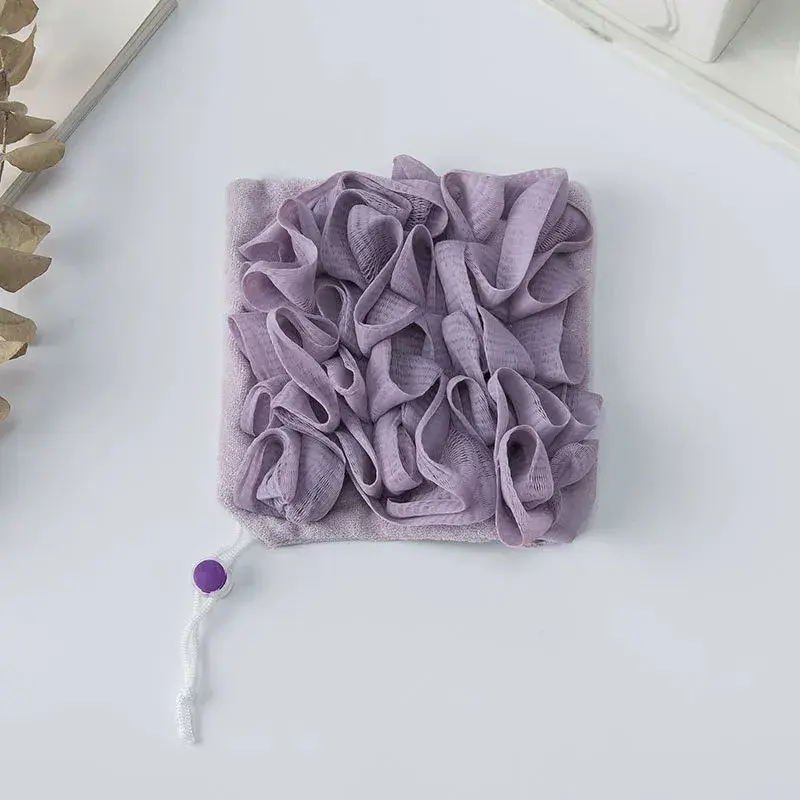Prosop de Baie, 2in1, cu Burete din Plasa, 17 x 17 cm, Mov (4)