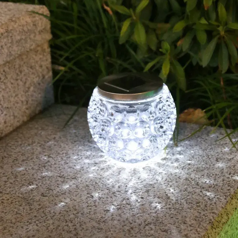 Lampa solara LED tip Glob cristal pentru gradina/trepte/terasa, rezistent la apa IP65, 10 x 9.5 cm, 1.2V, ABS, 600mAh, alb rece (3)