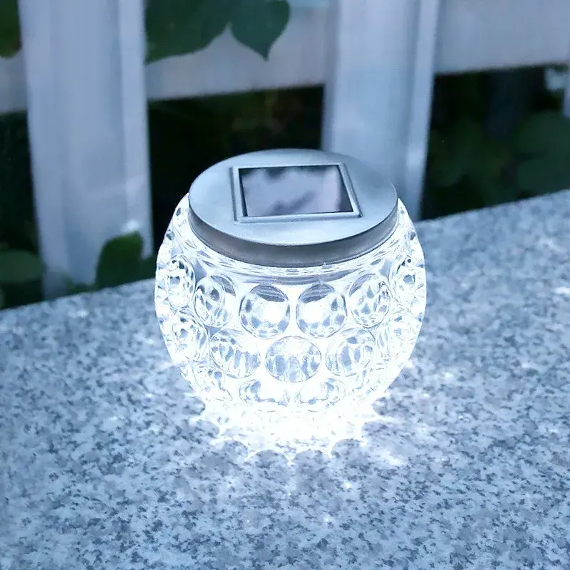 Lampa solara LED tip Glob cristal pentru gradina/trepte/terasa, rezistent la apa IP65, 10 x 9.5 cm, 1.2V, ABS, 600mAh, alb rece (4)