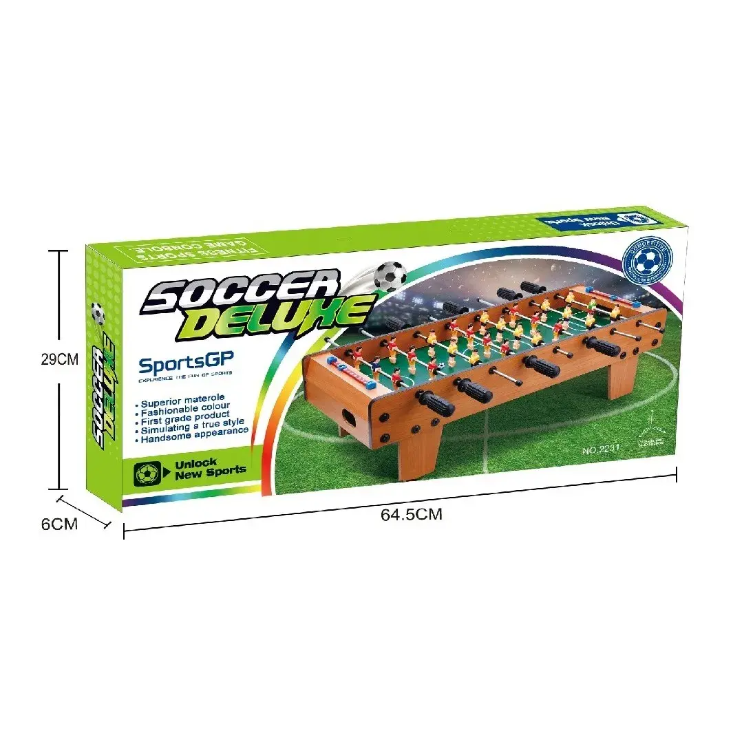 Masa de Fotbal cu Teren, cu Picioare Scurte, 8 Manere, Tablou de Scor, 64 x 20 x 47 cm, din Lemn/Otel/ABS, Maro (2)