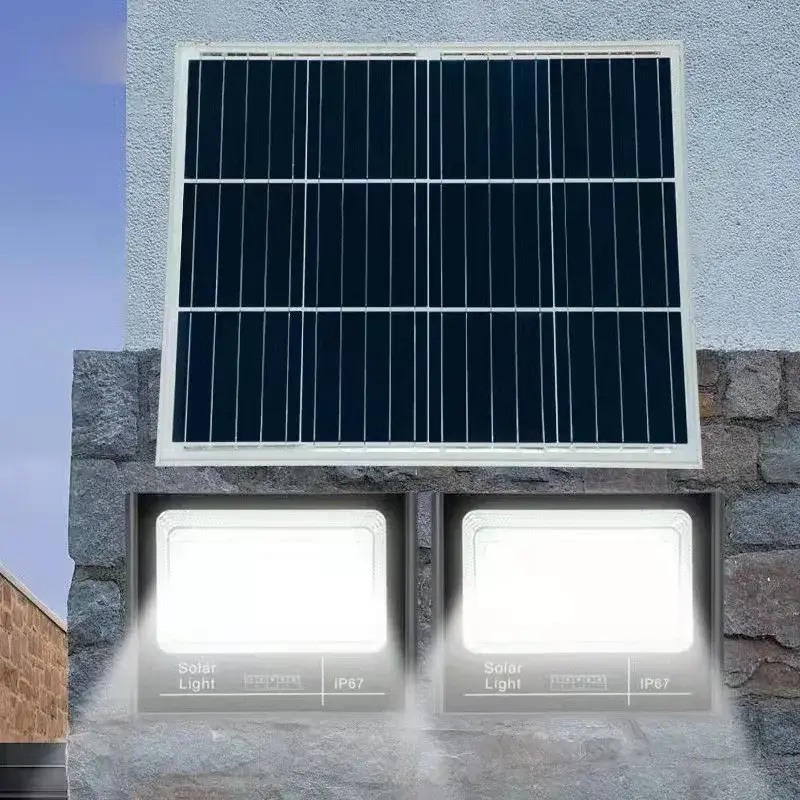 Set 2 proiectoare LED SMD 30W cu incarcare solara, panou solar, cu telecomanda, suport prindere, material ABS, 1.2AH, 200LED-uri, 13x13.5 cm, negru (4)
