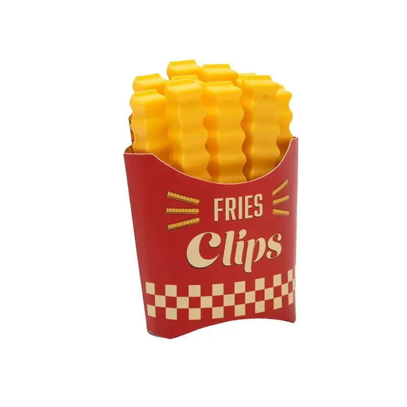 Set 12 Clipsuri de Etansare, pentru Pungi Alimentare, Condimente, Suport cu Magnet, Model Cartofi Prajiti, din Plastic, Multicolor (3)