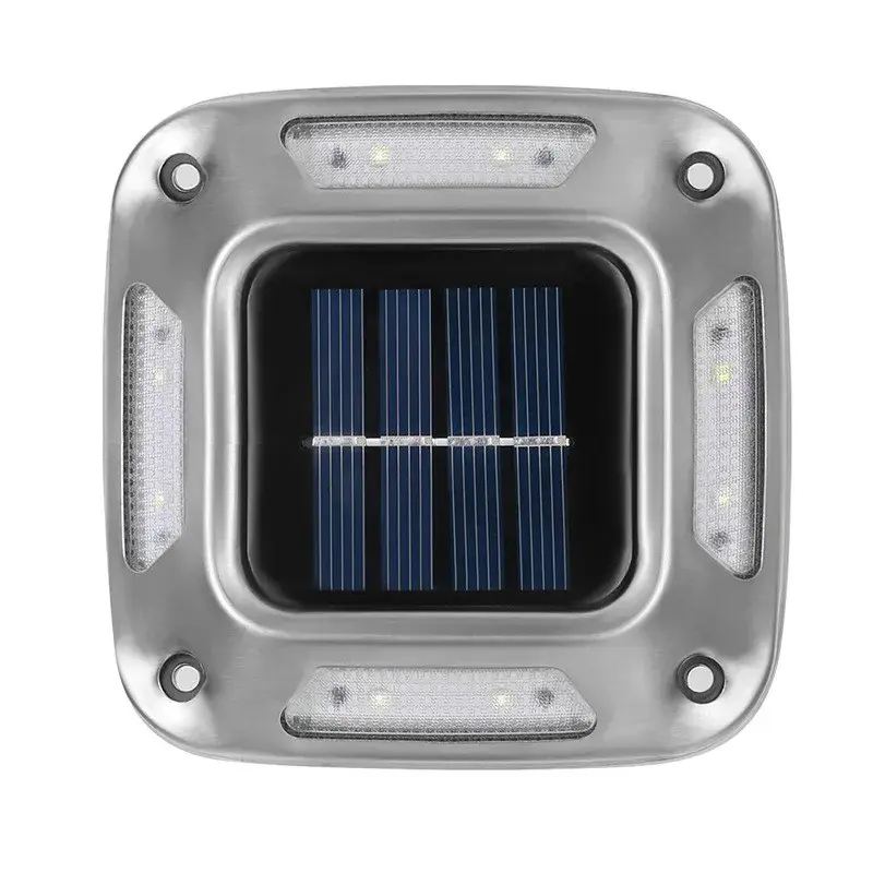 Lampa solara LED pentru gradina, 8 LED-uri, prindere de perete sau impamantare, IP65, forma patrat, material ABS si Policarbonat, 9 x 9 cm, baterie 1.2V, 600 mah, multicolor (2)