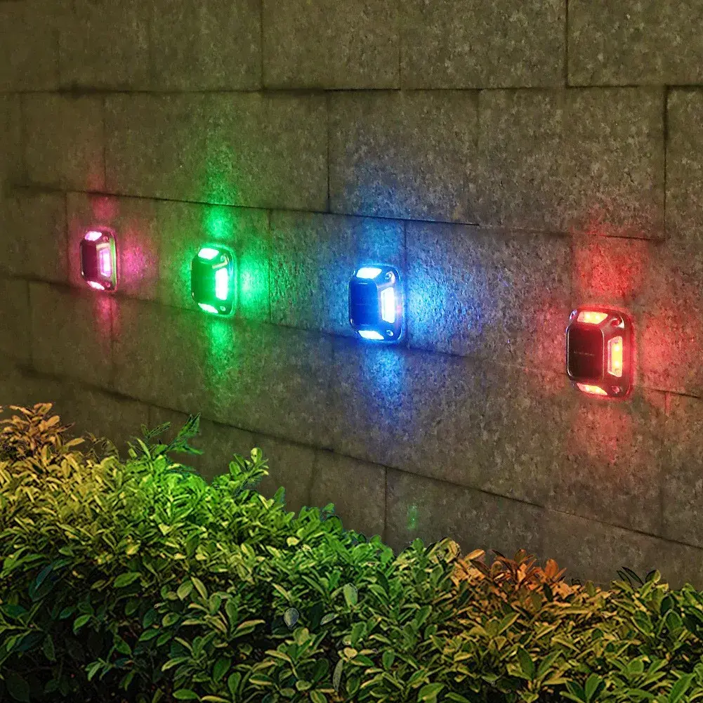 Lampa solara LED pentru gradina, 8 LED-uri, prindere de perete sau impamantare, IP65, forma patrat, material ABS si Policarbonat, 9 x 9 cm, baterie 1.2V, 600 mah, multicolor (3)