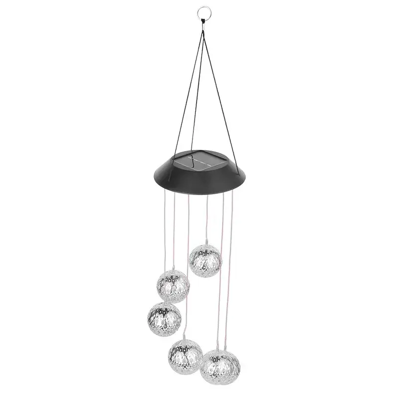 Lampa solara de tip decoratiune pentru gradina, model clopotel de vant, alb cald (2)
