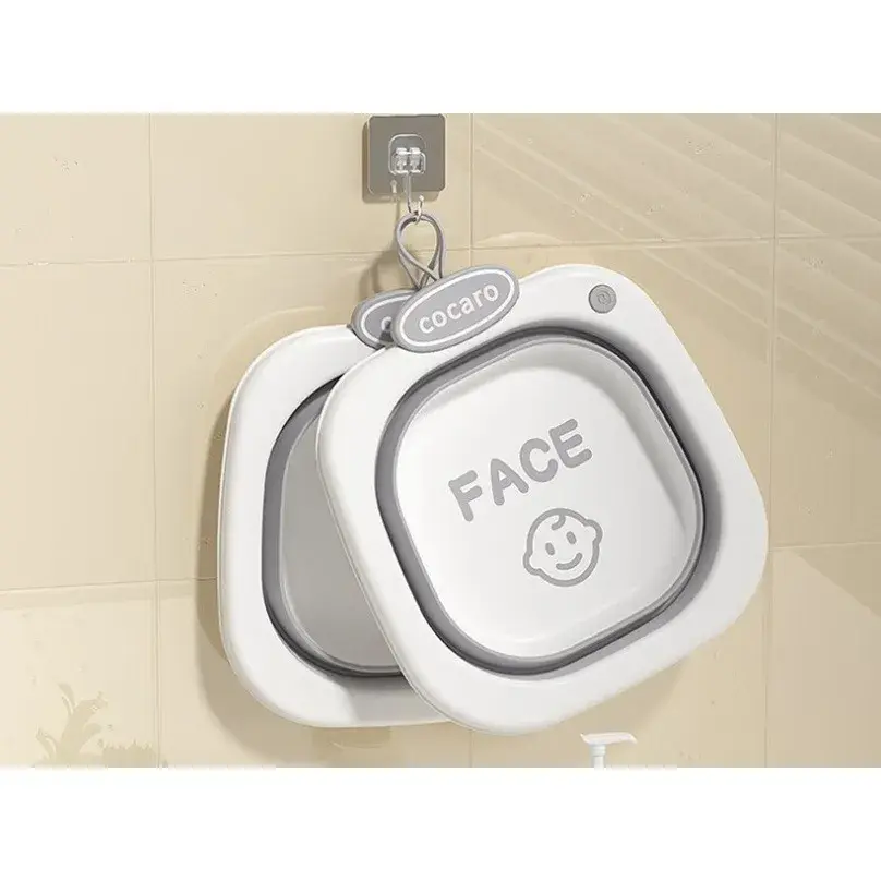 Lavoar Pliabil, pentru Copii 1-8 Ani, 28.5x28.5x10 cm, din PE+PP, 3.5l, Model Fata, Gri (5)