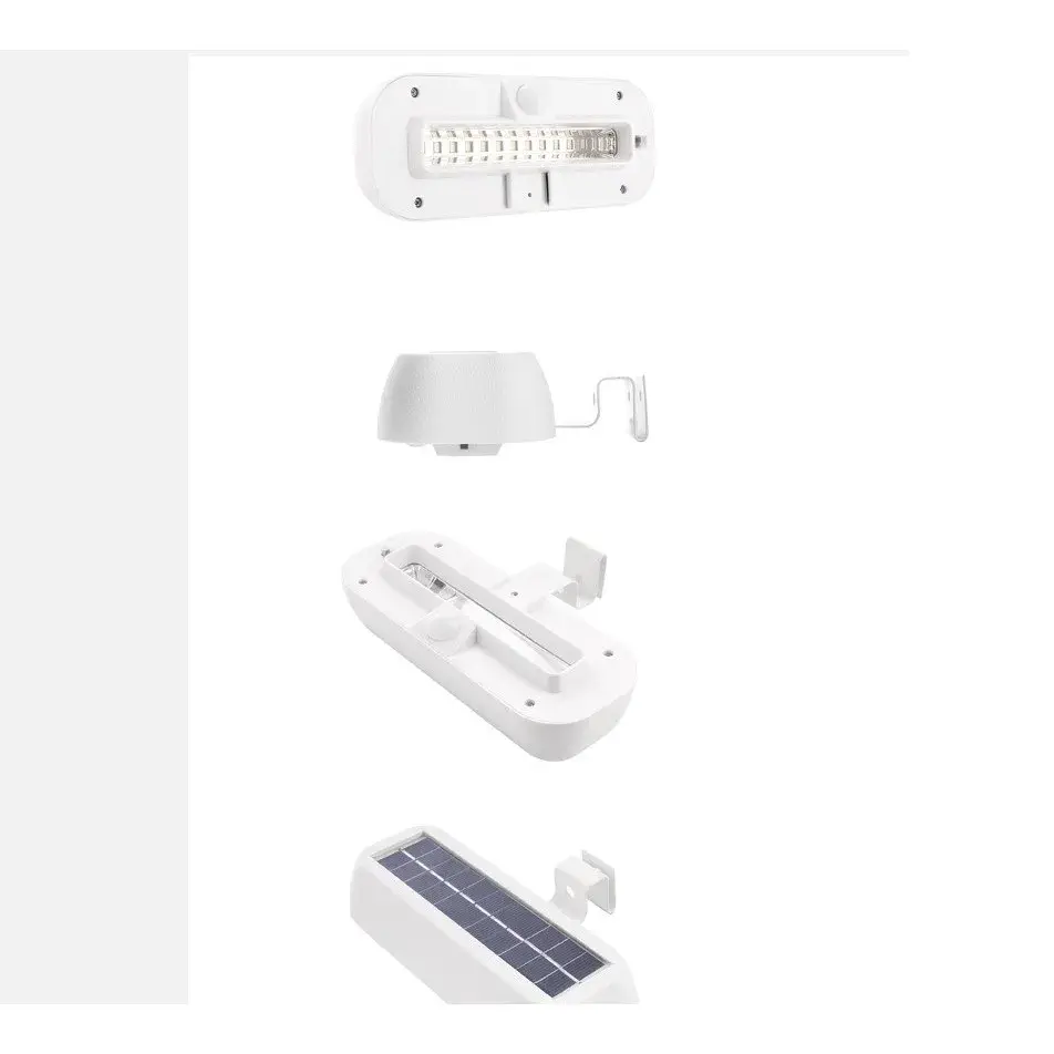Lampa solara LED dreptunghiulara pentru perete, 18 x 7 cm, senzor miscare, 6V, ABS, 2200mAh, rezistent la apa, culoare lumina alb rece, alb (3)