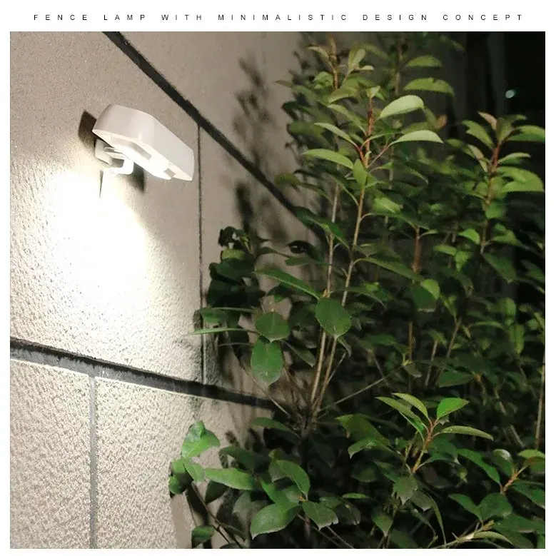 Lampa solara LED dreptunghiulara pentru perete, 18 x 7 cm, senzor miscare, 6V, ABS, 2200mAh, rezistent la apa, culoare lumina alb rece, alb (4)