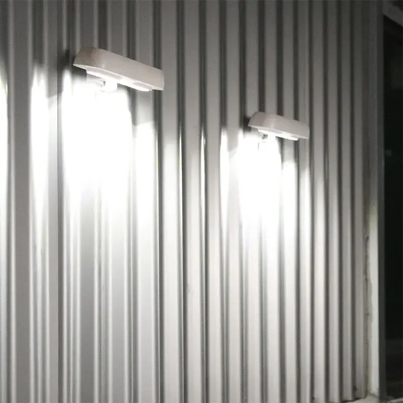 Lampa solara LED dreptunghiulara pentru perete, 18 x 7 cm, senzor miscare, 6V, ABS, 2200mAh, rezistent la apa, culoare lumina alb rece, alb (5)