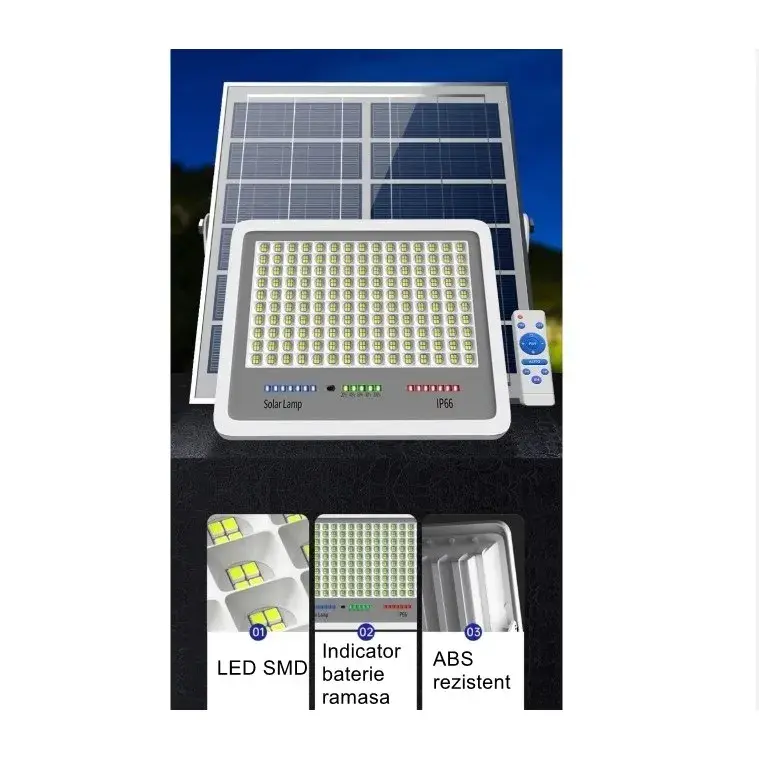 Proiector LED cu Panou Solar, Senzor (6)