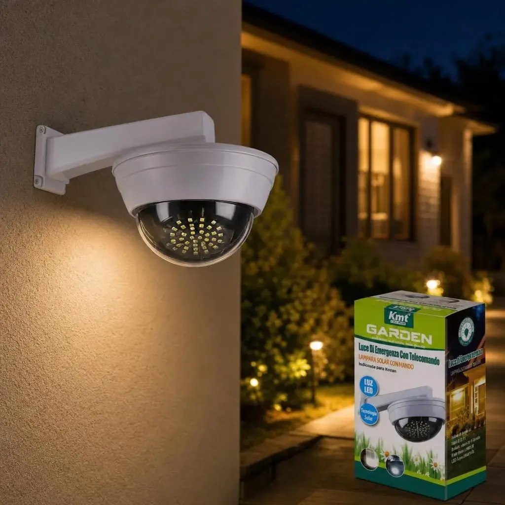 Lampa Solara, Model Imitatie Camera de Supraveghere, 34 LED-uri, Alimentare Solara, Telecomanda, Iluminare pentru Exterior, pentru Gradina, Curte si Terasa (2)