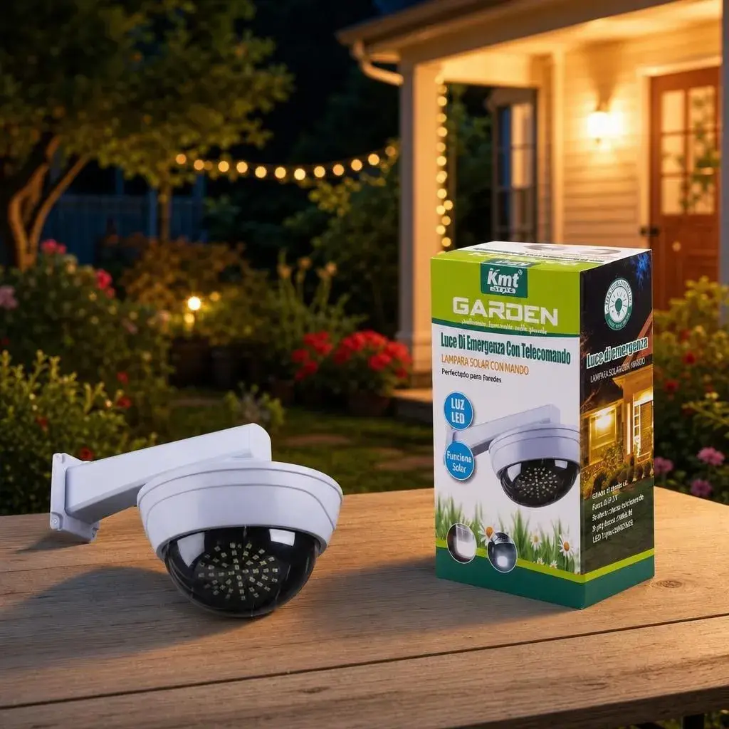 Lampa Solara, Model Imitatie Camera de Supraveghere, 34 LED-uri, Alimentare Solara, Telecomanda, Iluminare pentru Exterior, pentru Gradina, Curte si Terasa (5)