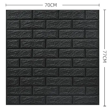 Set 10 Placi Tapet 3D, 70 x 77 cm, Grosime 3 mm, din Polietilena, Model Caramida, Suprafata acoperita 5.3 mp, Gri Antracit (2)