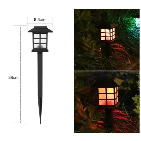 Lampa solara Led pentru gradina, Tip felinar, Rosu (5)