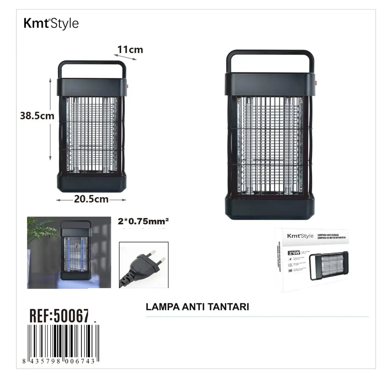 Lampa Anti-Tantari, Model Practic pentru Utilizare Zilnica, Alimentare Electrica si Design Portabil, Protectie Impotriva Insectelor, Utilizare Practica si Confort Sporit, Ideal pentru Casa, Terasa, Curte, 38.5 x 20.5 cm, Negru (3)