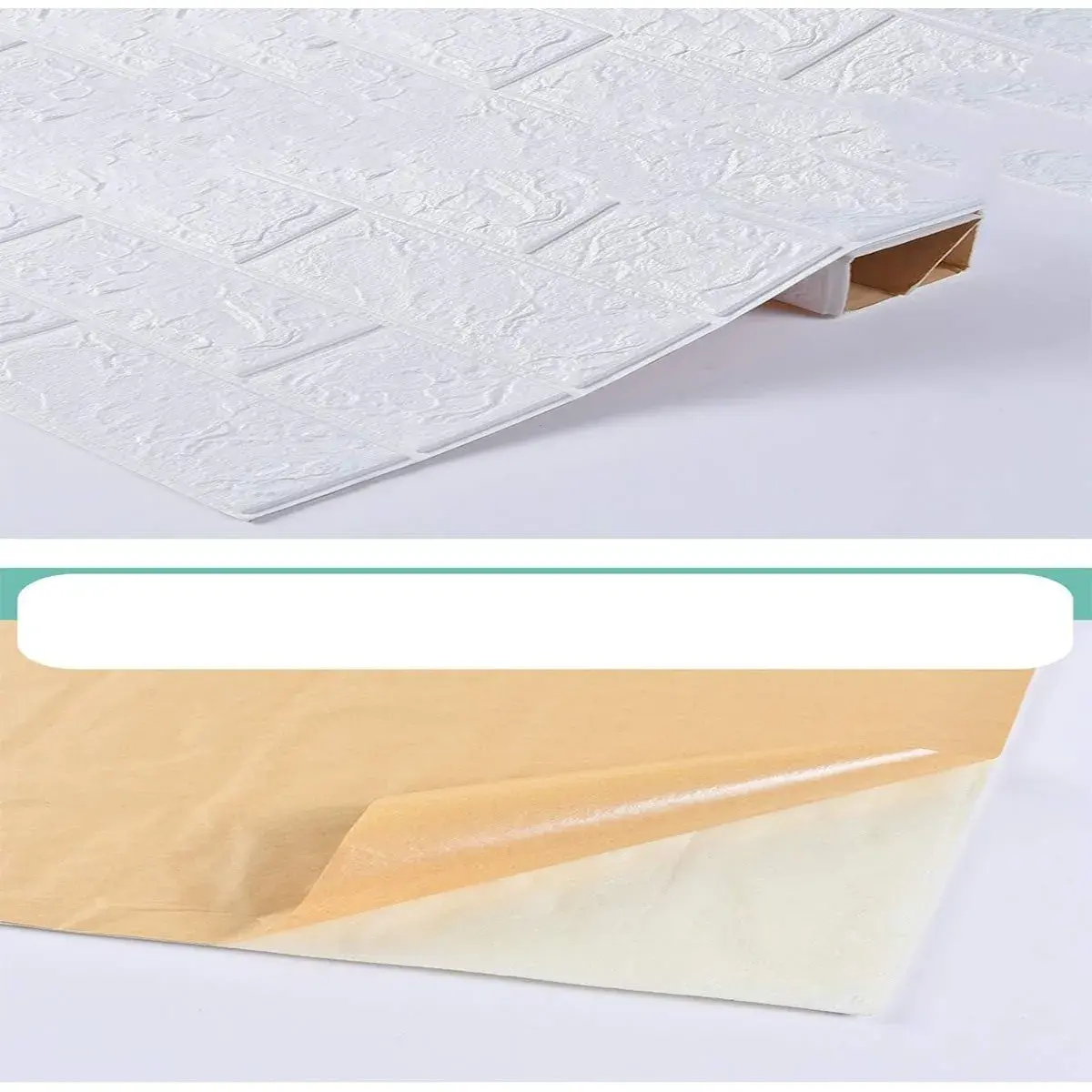 Set 10 Placi Tapet 3D, 70 x 77 cm, Grosime 3 mm, din Polietilena, Model Caramida, Suprafata acoperita 5.3 mp, Alb (3)