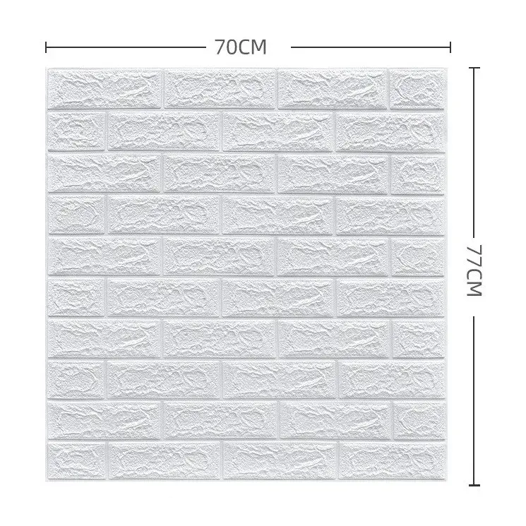 Set 10 Placi Tapet 3D, 70 x 77 cm, Grosime 3 mm, din Polietilena, Model Caramida, Suprafata acoperita 5.3 mp, Alb (4)