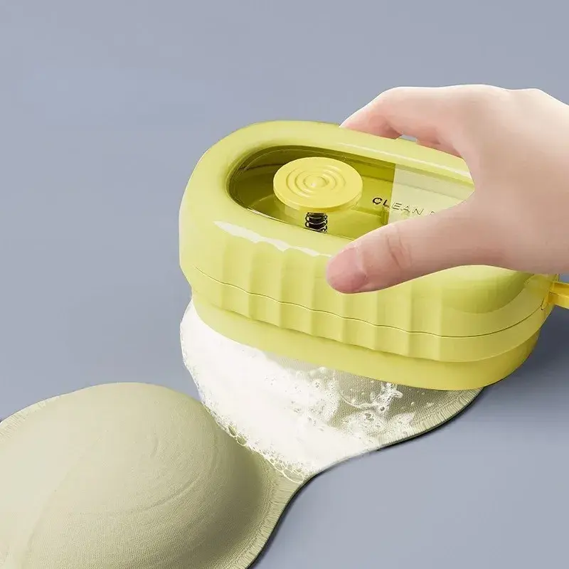 Perie de Spalat Haine, cu Dispenser pentru Detergent, 4 Perii de Curatare, din ABS + PS, Galben (4)