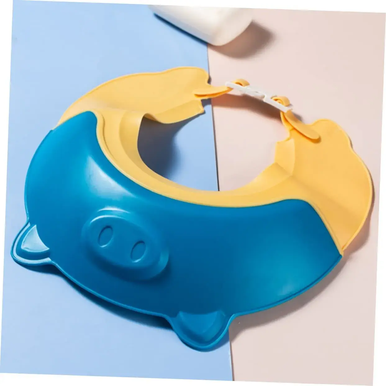 Viziera de Protectie Baie Pentru Copii, Fippy, Model Purcelus, Dimensiune ajustabila, Durabil, Usor de curatat, Impotriva Samponului, pentru Ochi si Urechi, TPE+PP, 23x23 cm, Albastru (2)