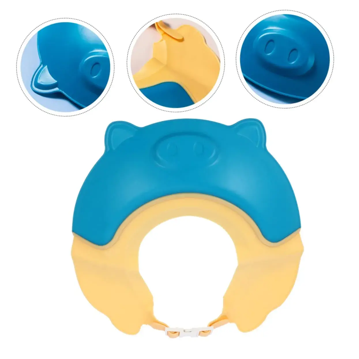 Viziera de Protectie Baie Pentru Copii, Fippy, Model Purcelus, Dimensiune ajustabila, Durabil, Usor de curatat, Impotriva Samponului, pentru Ochi si Urechi, TPE+PP, 23x23 cm, Albastru (7)