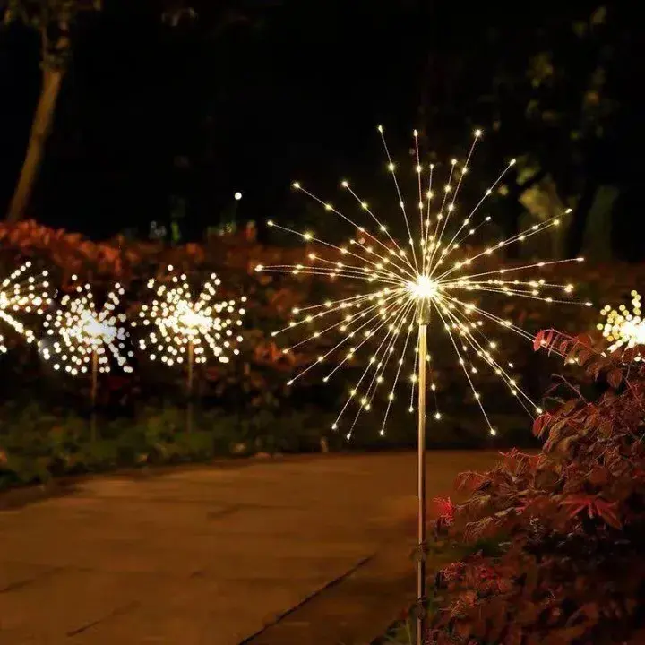 Lampa solara sub forma de artificii, 90 LED-uri, alb cald (2)