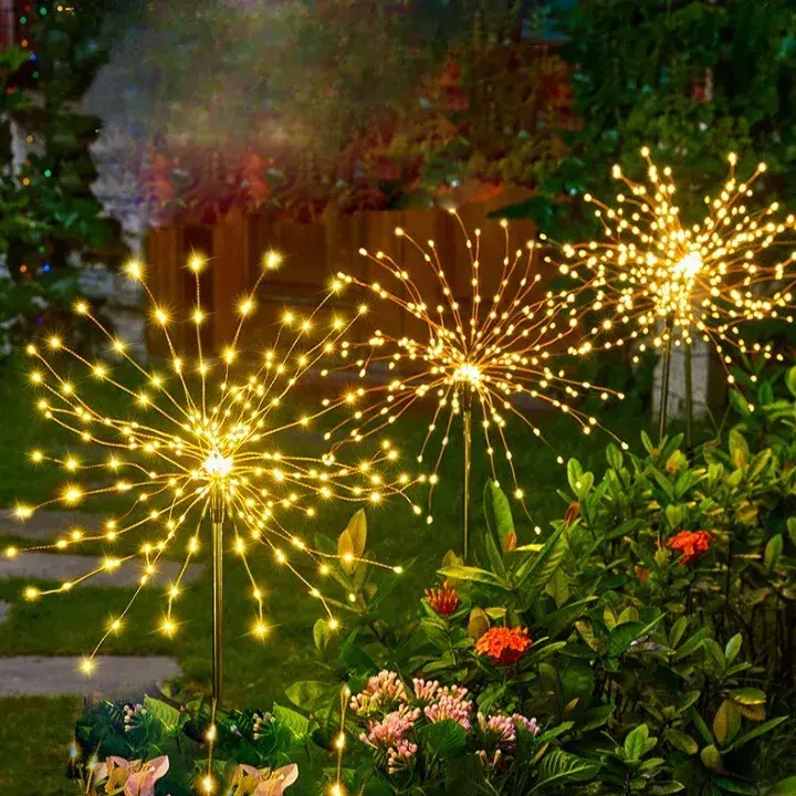 Lampa solara sub forma de artificii, 90 LED-uri, alb cald (3)