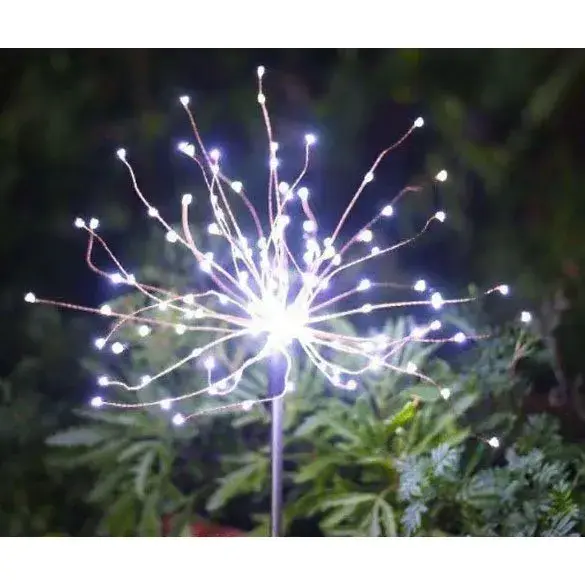 Lampa solara sub forma de artificii, 90 LED-uri, alb rece