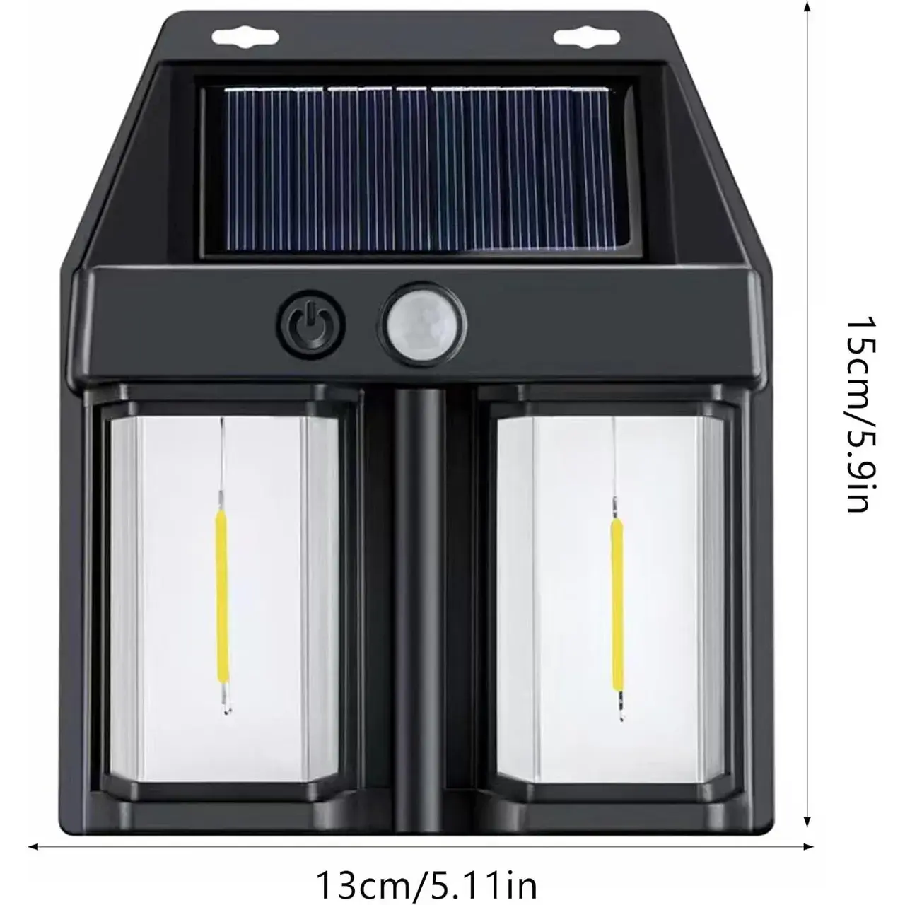 Lampa Solara LED Decorativa de Perete, pentru Exterior, Suspendata, 800mAh, 15x13x6 cm, Neagra (2)