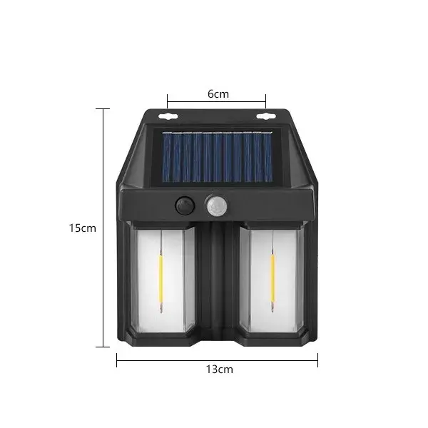 Lampa Solara LED Decorativa de Perete, pentru Exterior, Suspendata, 800mAh, 15x13x6 cm, Neagra (5)