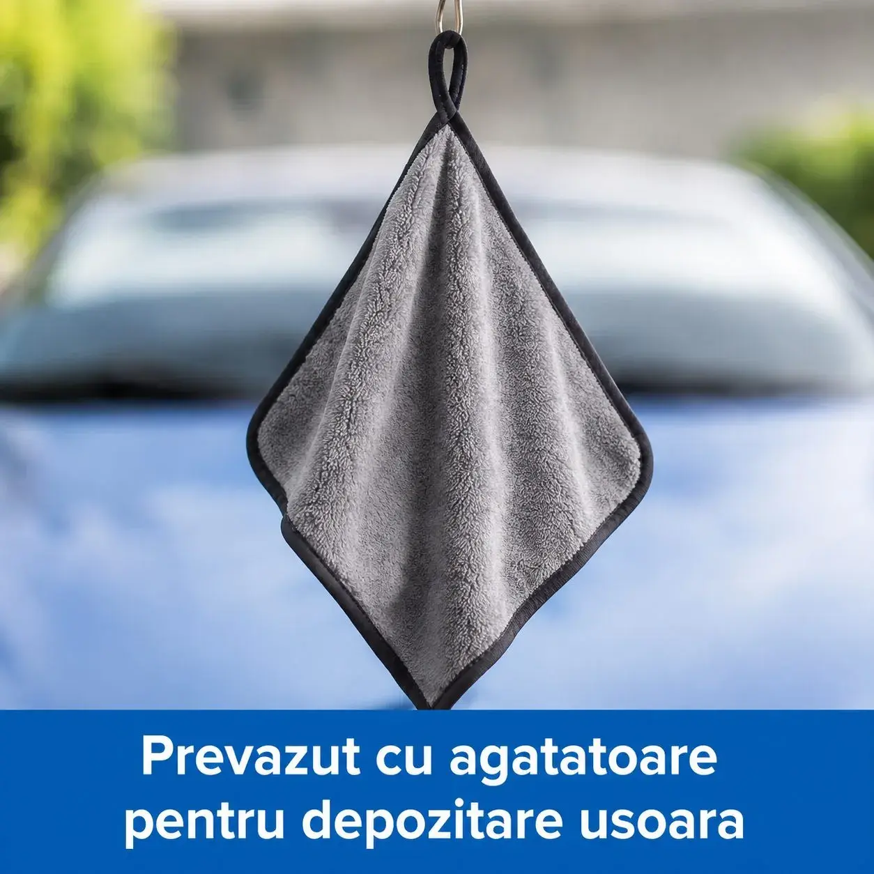 Prosop Auto din Microfibra, 600 GSM, Absorbant, Uscare si Curatare Auto, 40 x 40 cm, Gri Deschis (4)