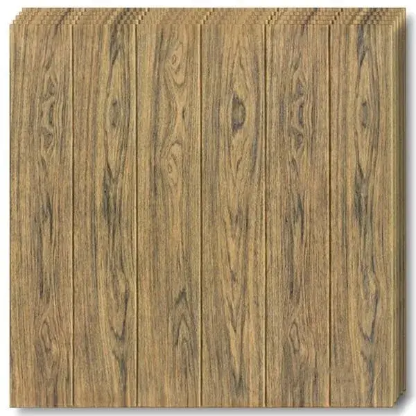 Set 10 Placi Tapet 3D, 70 x 70 cm, Grosime 3 mm, din Rasina, Tip Placi de Lemn, Suprafata Acoperita 4.9 mp, Maro Inchis (4)