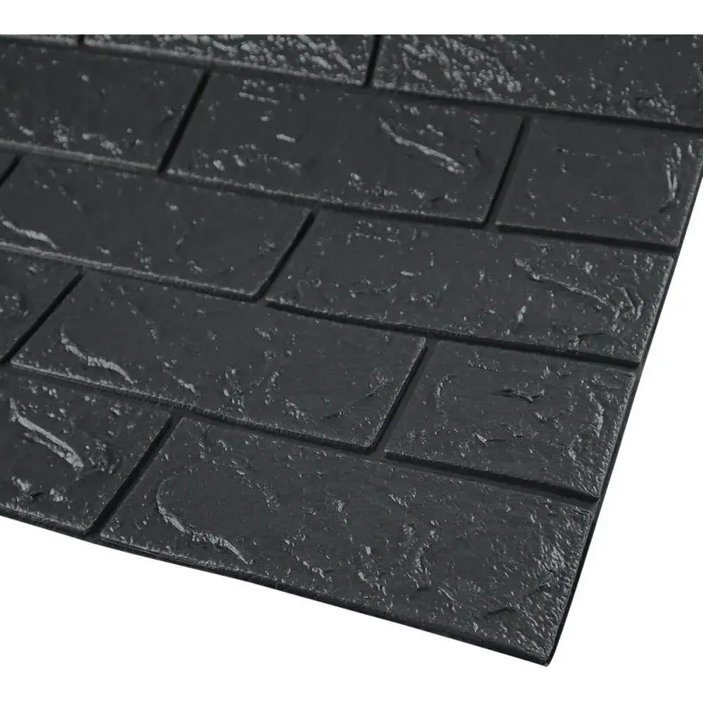 Set 10 Placi Tapet 3D, 35 x 38 cm, Grosime 3 mm, din Polietilena, Model Caramida, Suprafata acoperita 1.33 mp, Negru (5)