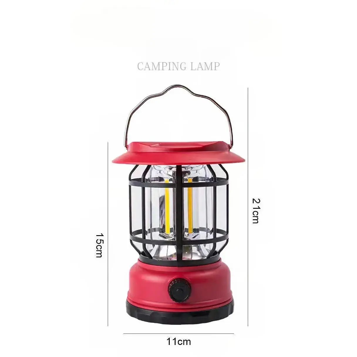 Lampa portabila camping, Felinar Vintage, ABS, Iluminare 30 COB LED, Intensitate reglabila, Acumulator inclus, Incarcare Solara si USB, 5W, Rosu (5)