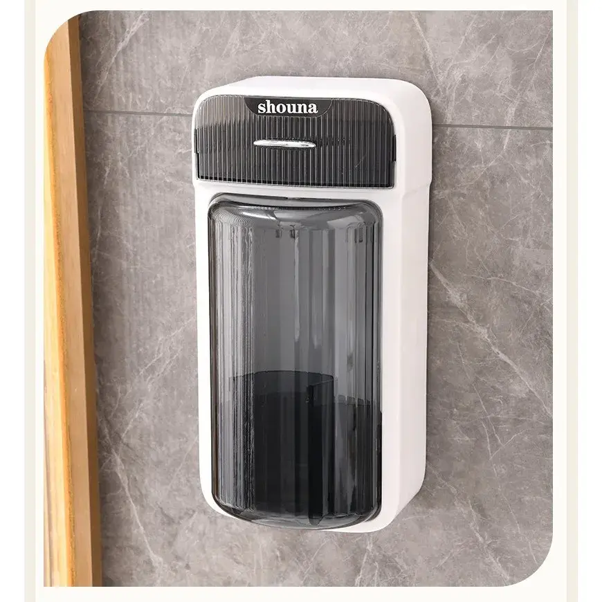 Organizator Baie, 4 Compartimente si 1 Sertar, Rotire 360 Grade, din PP+PET, 27.5 x 16 x 11 cm, Alb/Negru (2)