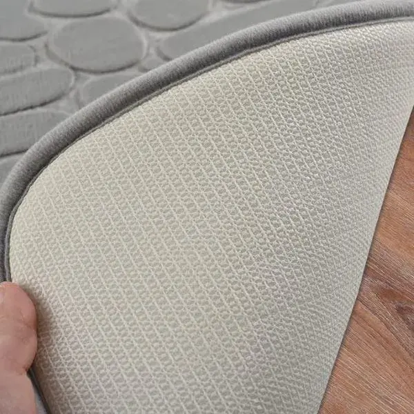 Covoras pentru Baie Antiderapant, Uscare Rapida, Model 3D Piatra, 40x60 cm, Gri (3)