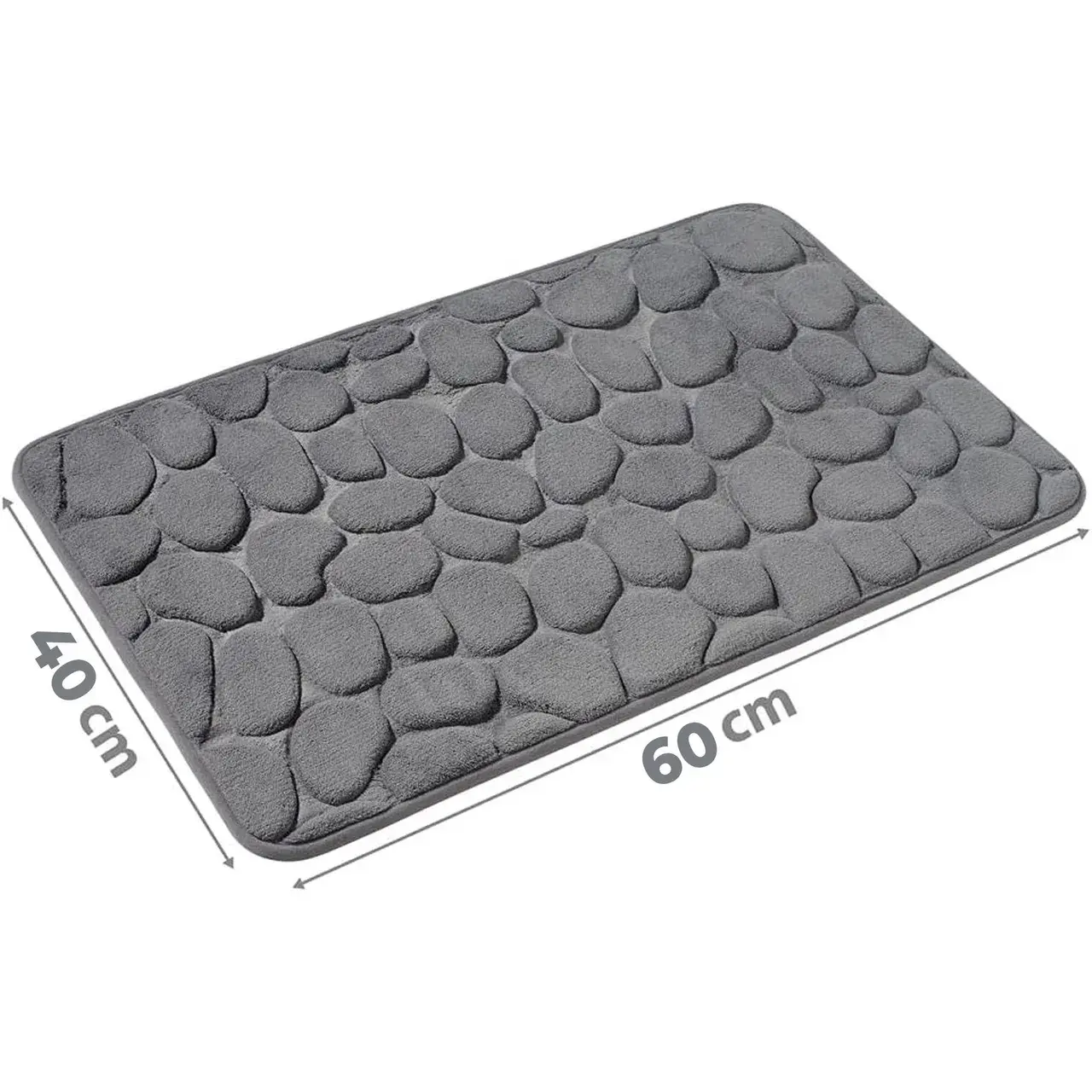 Covoras pentru Baie Antiderapant, Uscare Rapida, Model 3D Piatra, 40x60 cm, Gri (4)