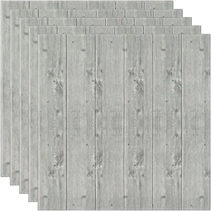 Set 10 Placi Tapet 3D, 70 x 70 cm, Grosime 3 mm, din Rasina, Tip Placi de Lemn, Suprafata Acoperita 4.9 mp, Gri Inchis (4)