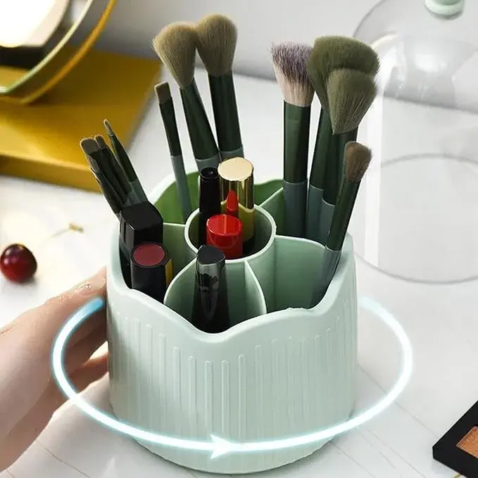 Organizator Rotativ pentru Depozitarea Pensulelor de Machiaj si Cosmeticelor, Plastic, 36 cm x 13 cm, Verde Menta (3)