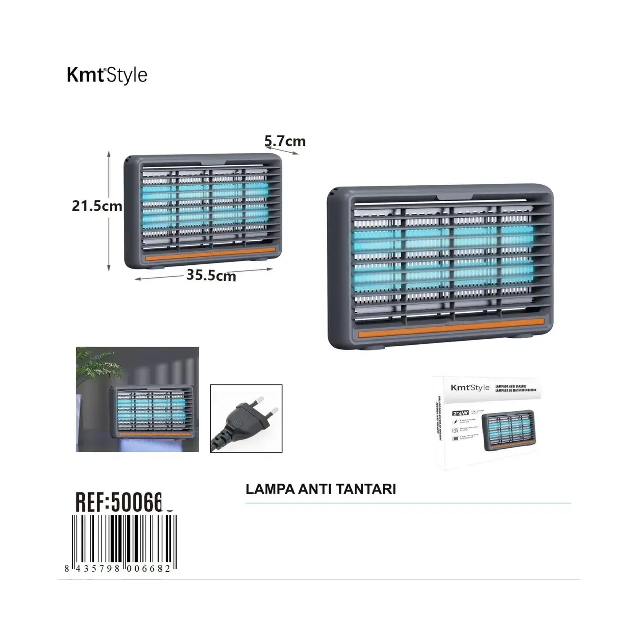 Lampa Anti-Tantari, Model Practic pentru Utilizare Zilnica, Alimentare Electrica si Design Portabil, Protectie Impotriva Insectelor, Utilizare Practica si Confort Sporit, Ideal pentru Casa, Terasa, Curte, 21.5 x 35.5 cm, Gri (5)